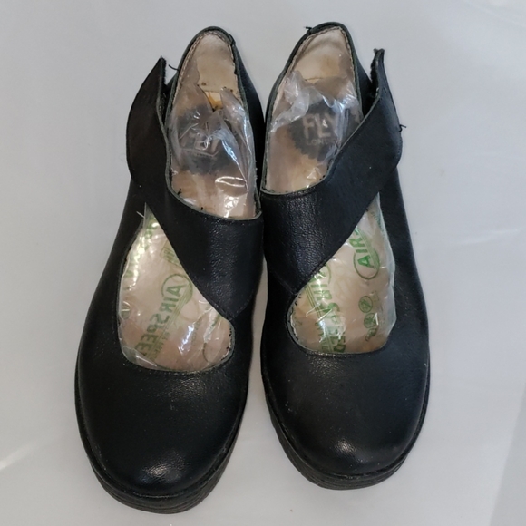 Fly London Wedge Strap Black Leather Shoes size 36 - Picture 3 of 8